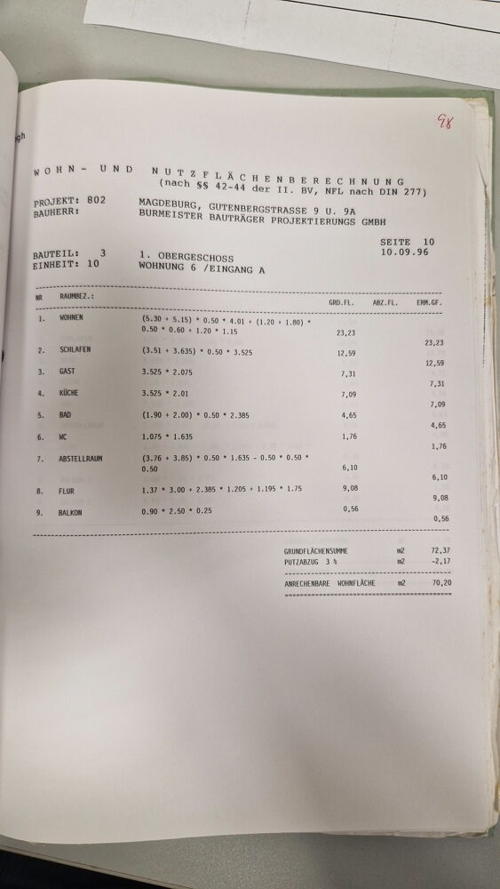 648JU Wohnflächenberechnung